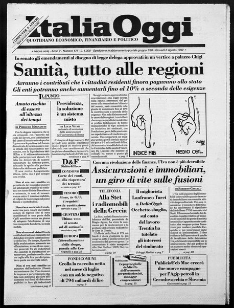 Italia oggi : quotidiano di economia finanza e politica